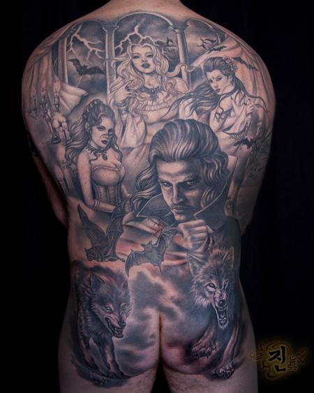 Tattoos - Dracula Back Piece - 94943